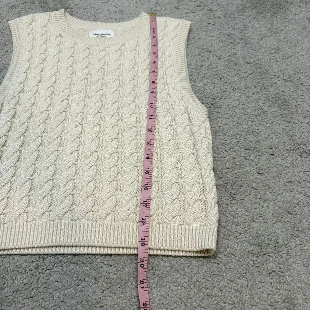 Abercrombie & Fitch Cream Cable Knit Sweater Vest Size S